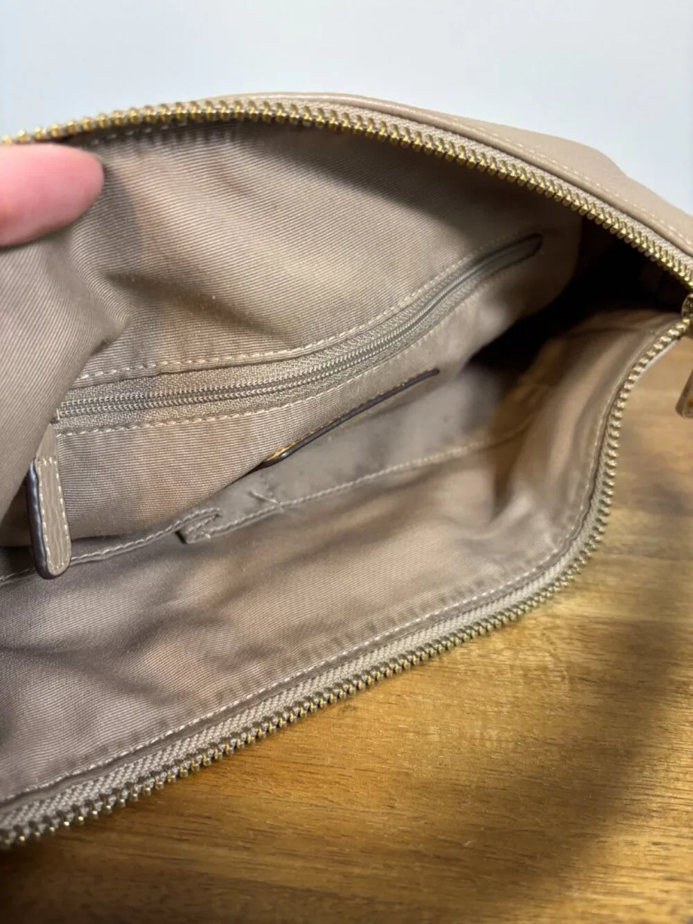 Coach Charlie Taupe Gray Pebbled Leather Hobo Shoulder Bag